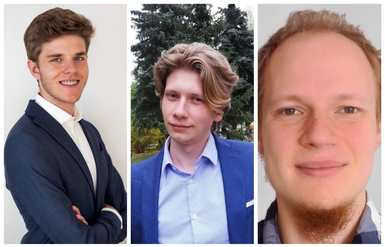 Grafika przedstawia zdjęcia portretowe trójki młodych mężczyzn