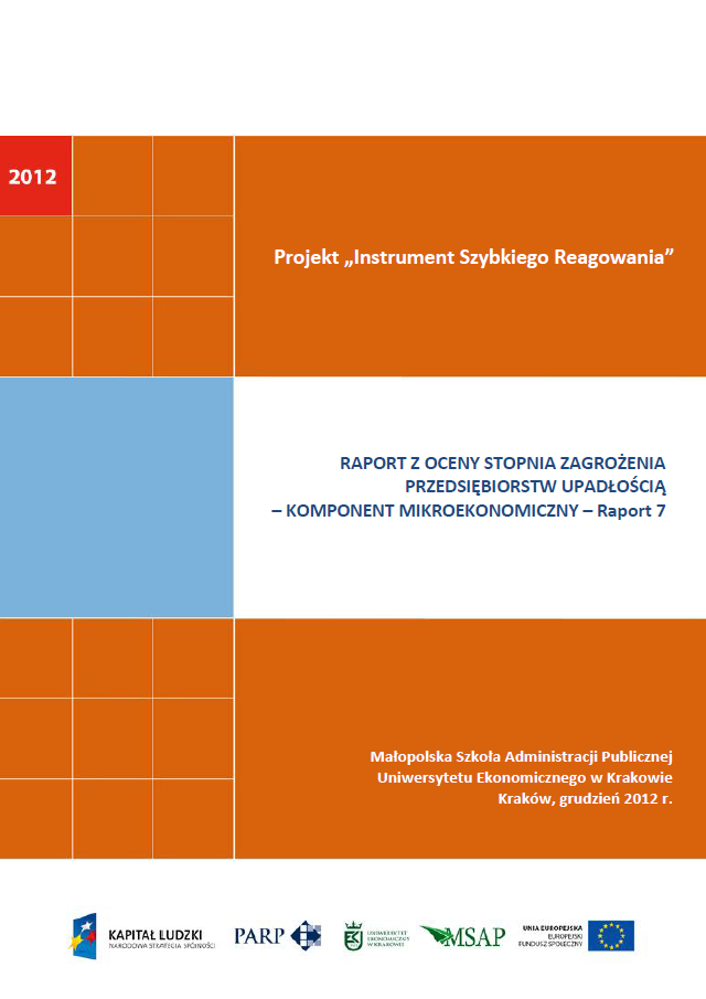 Komponent mikroekonomiczny - Ocena stopnia zagrożenia przedsiębiorstw upadłością - VII
