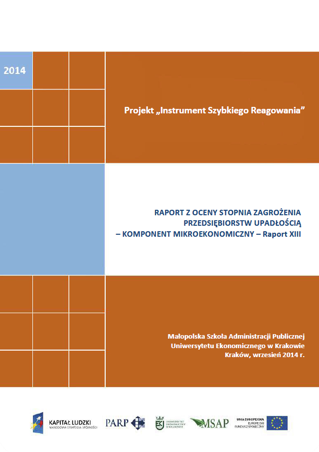 Komponent mikroekonomiczny - Ocena stopnia zagrożenia przedsiębiorstw upadłością - XIII