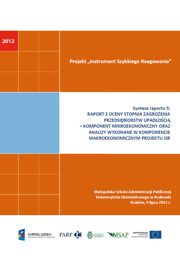 Synteza raportu ISR - Ocena stopnia zagrożenia przedsiębiorstw upadłością - V