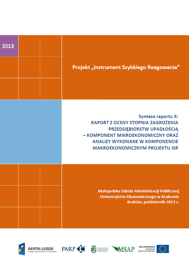 Synteza raportu ISR - Ocena stopnia zagrożenia przedsiębiorstw upadłością - X