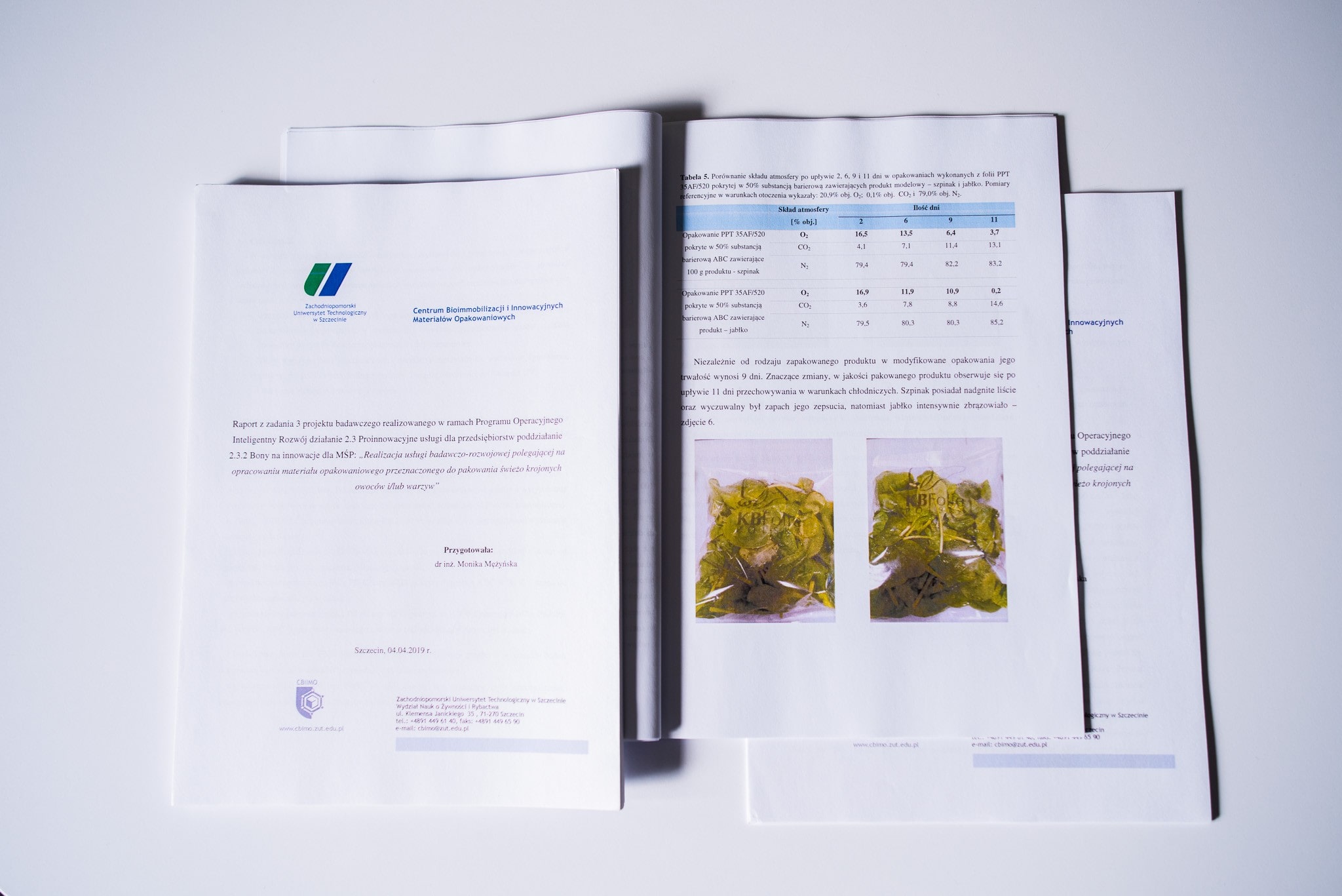 Katalogi firmy leżą na blacie